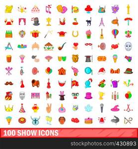 100 show icons set in cartoon style for any design vector illustration. 100 show icons set, cartoon style