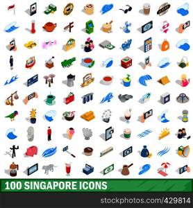 100 singapore icons set in isometric 3d style for any design vector illustration. 100 singapore icons set, isometric 3d style