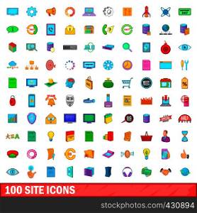 100 site icons set in cartoon style for any design vector illustration. 100 site icons set, cartoon style