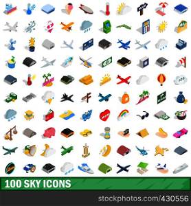 100 sky icons set in isometric 3d style for any design vector illustration. 100 sky icons set, isometric 3d style