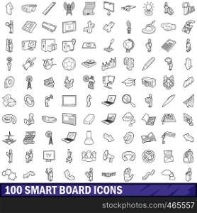 100 smart board icons set in outline style for any design vector illustration. 100 smart board icons set, outline style