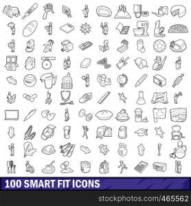 100 smart fit icons set in outline style for any design vector illustration. 100 smart fit icons set, outline style