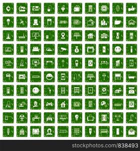 100 smart house icons set in grunge style green color isolated on white background vector illustration. 100 smart house icons set grunge green