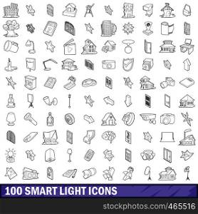 100 smart light icons set in outline style for any design vector illustration. 100 smart light icons set, outline style
