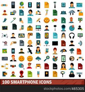 100 smartphone icons set in flat style for any design vector illustration. 100 smartphone icons set, flat style