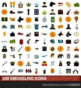 100 smuggling icons set in flat style for any design vector illustration. 100 smuggling icons set, flat style