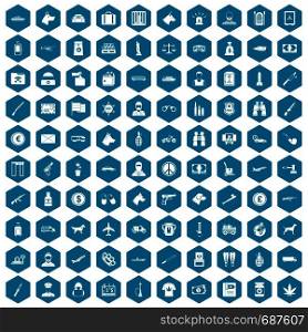100 smuggling icons set in sapphirine hexagon isolated vector illustration. 100 smuggling icons sapphirine violet