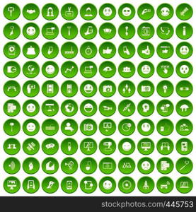 100 social media icons set green circle isolated on white background vector illustration. 100 social media icons set green circle
