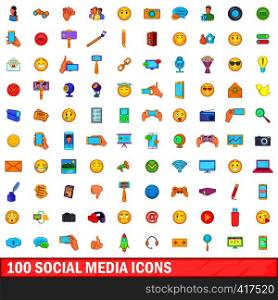 100 social media icons set in cartoon style for any design vector illustration. 100 social media icons set, cartoon style