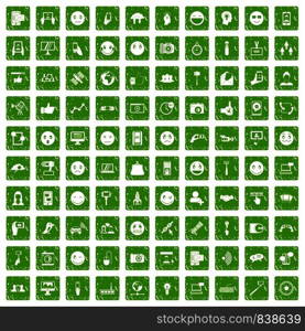 100 social media icons set in grunge style green color isolated on white background vector illustration. 100 social media icons set grunge green