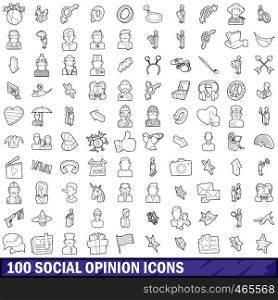 100 social opinion icons set in outline style for any design vector illustration. 100 social opinion icons set, outline style