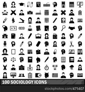 100 sociology icons set in simple style for any design vector illustration. 100 sociology icons set, simple style