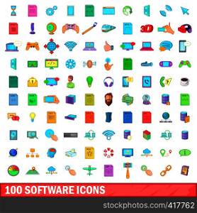 100 software icons set in cartoon style for any design vector illustration. 100 software icons set, cartoon style