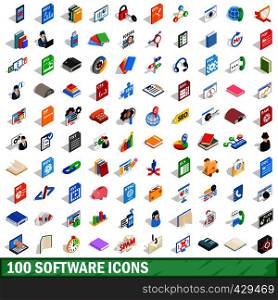 100 software icons set in isometric 3d style for any design vector illustration. 100 software icons set, isometric 3d style