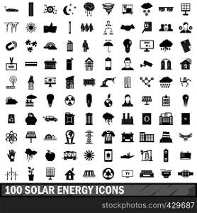 100 solar energy icons set in simple style for any design vector illustration. 100 solar energy icons set, simple style