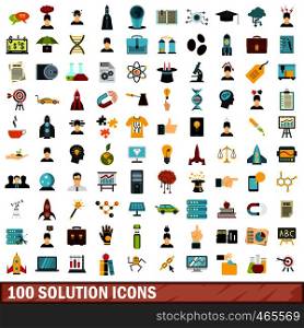 100 solution icons set in flat style for any design vector illustration. 100 solution icons set, flat style