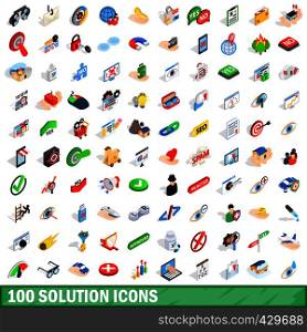 100 solution icons set in isometric 3d style for any design vector illustration. 100 solution icons set, isometric 3d style