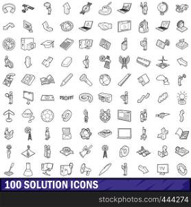 100 solution icons set in outline style for any design vector illustration. 100 solution icons set, outline style