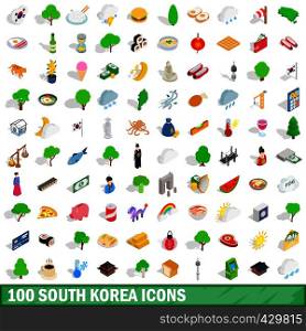 100 south korea icons set in isometric 3d style for any design vector illustration. 100 south korea icons set, isometric 3d style
