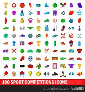 100 sport competition icons set in cartoon style for any design vector illustration. 100 sport competition icons set, cartoon style