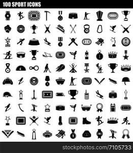 100 sport icon set. Simple set of 100 sport vector icons for web design isolated on white background. 100 sport icon set, simple style