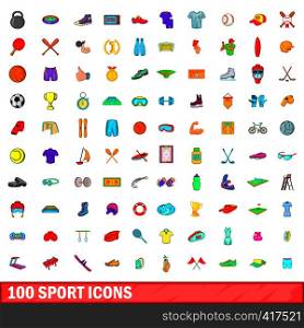 100 sport icons set in cartoon style for any design vector illustration. 100 sport icons set, cartoon style