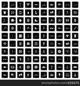 100 sport icons set in grunge style isolated vector illustration. 100 sport icons set, grunge style