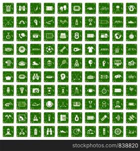 100 sport journalist icons set in grunge style green color isolated on white background vector illustration. 100 sport journalist icons set grunge green
