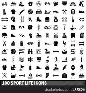 100 sport life icons set in simple style for any design vector illustration. 100 sport life icons set, simple style