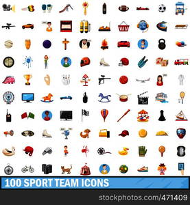 100 sport team icons set in cartoon style for any design vector illustration. 100 sport team icons set, cartoon style