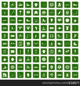 100 sport team icons set in grunge style green color isolated on white background vector illustration. 100 sport team icons set grunge green
