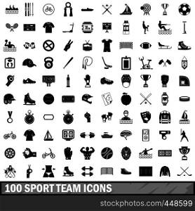 100 sport team icons set in simple style for any design vector illustration. 100 sport team icons set, simple style