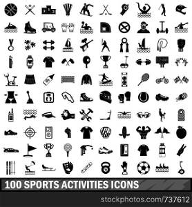 100 sports activities icons set in simple style for any design vector illustration. 100 sports activities icons set, simple style