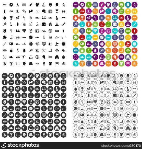 100 sportsmanship icons set vector in 4 variant for any web design isolated on white. 100 sportsmanship icons set vector variant