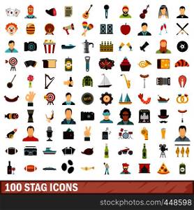 100 stag icons set in flat style for any design vector illustration. 100 stag icons set, flat style