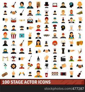 100 stage actor icons set in flat style for any design vector illustration. 100 stage actor icons set, flat style