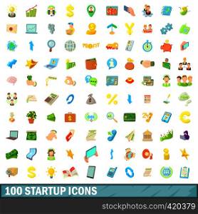 100 startup icons set in cartoon style for any design vector illustration. 100 startup icons set, cartoon style