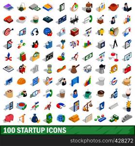 100 startup icons set in isometric 3d style for any design vector illustration. 100 startup icons set, isometric 3d style