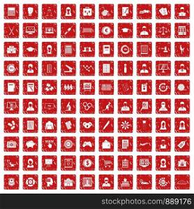 100 statistic data icons set in grunge style red color isolated on white background vector illustration. 100 statistic data icons set grunge red
