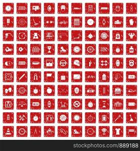 100 stopwatch icons set in grunge style red color isolated on white background vector illustration. 100 stopwatch icons set grunge red