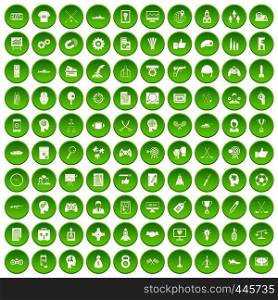 100 strategy icons set green circle isolated on white background vector illustration. 100 strategy icons set green circle