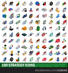 100 strategy icons set in isometric 3d style for any design vector illustration. 100 strategy icons set, isometric 3d style