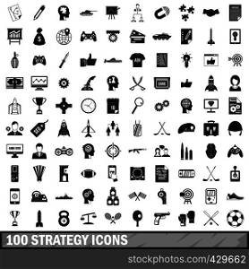 100 strategy icons set in simple style for any design vector illustration. 100 strategy icons set, simple style