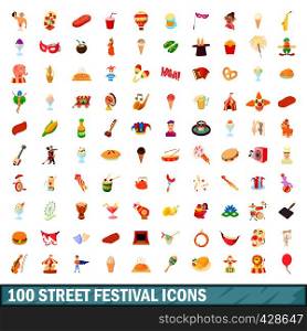 100 street festival icons set in cartoon style for any design vector illustration. 100 street festival icons set, cartoon style