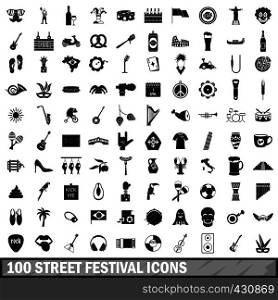 100 street festival icons set in simple style for any design vector illustration. 100 street festival icons set, simple style
