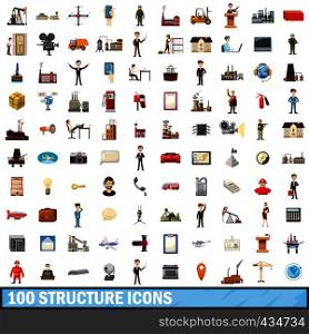 100 structure icons set in cartoon style for any design vector illustration. 100 structure icons set, cartoon style