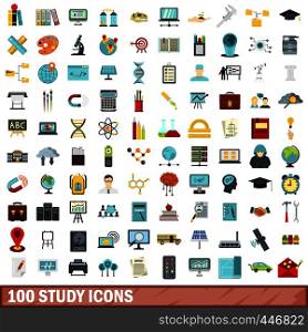 100 study icons set in flat style for any design vector illustration. 100 study icons set, flat style