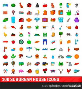 100 suburban house icons set in cartoon style for any design vector illustration. 100 suburban house icons set, cartoon style