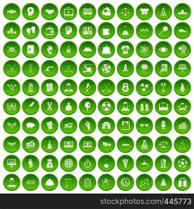 100 success icons set green circle isolated on white background vector illustration. 100 success icons set green circle