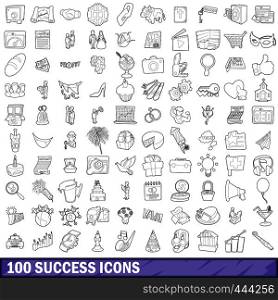 100 success icons set in outline style for any design vector illustration. 100 success icons set, outline style